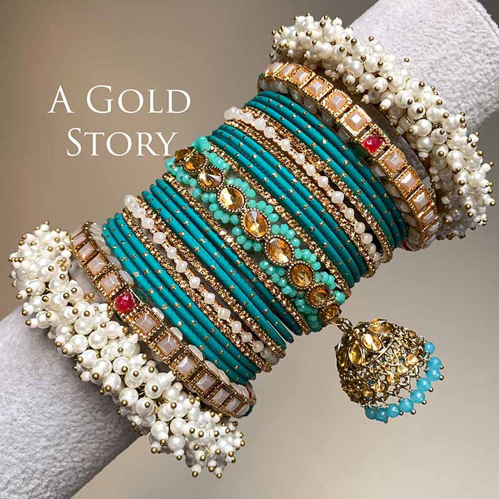 ANABIA BRIDAL BANGLES SET TEAL/ ZINC