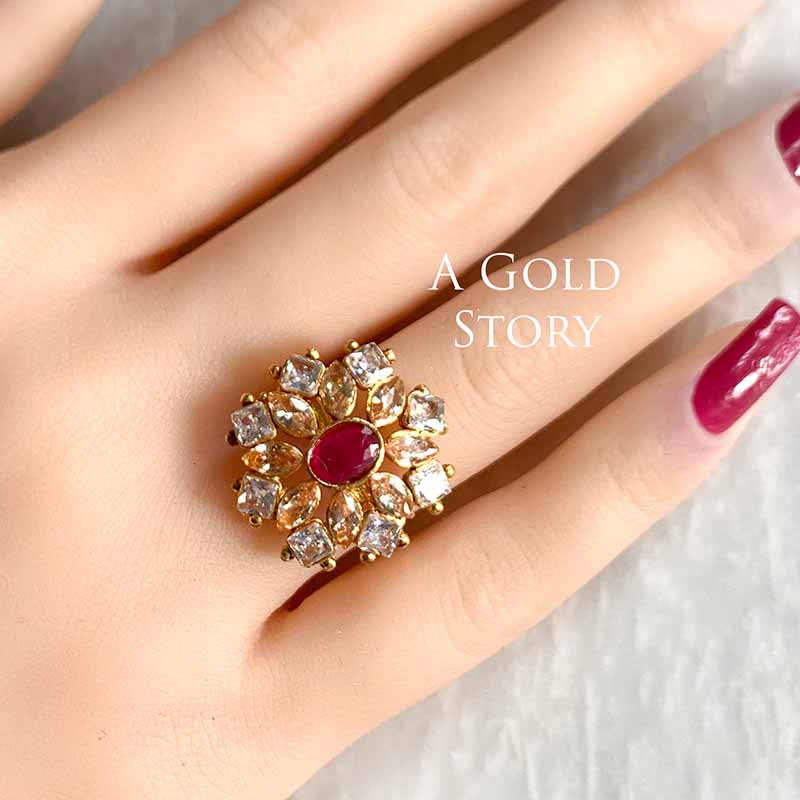 AJRADA PENDANT AND RING SET MAGENTA