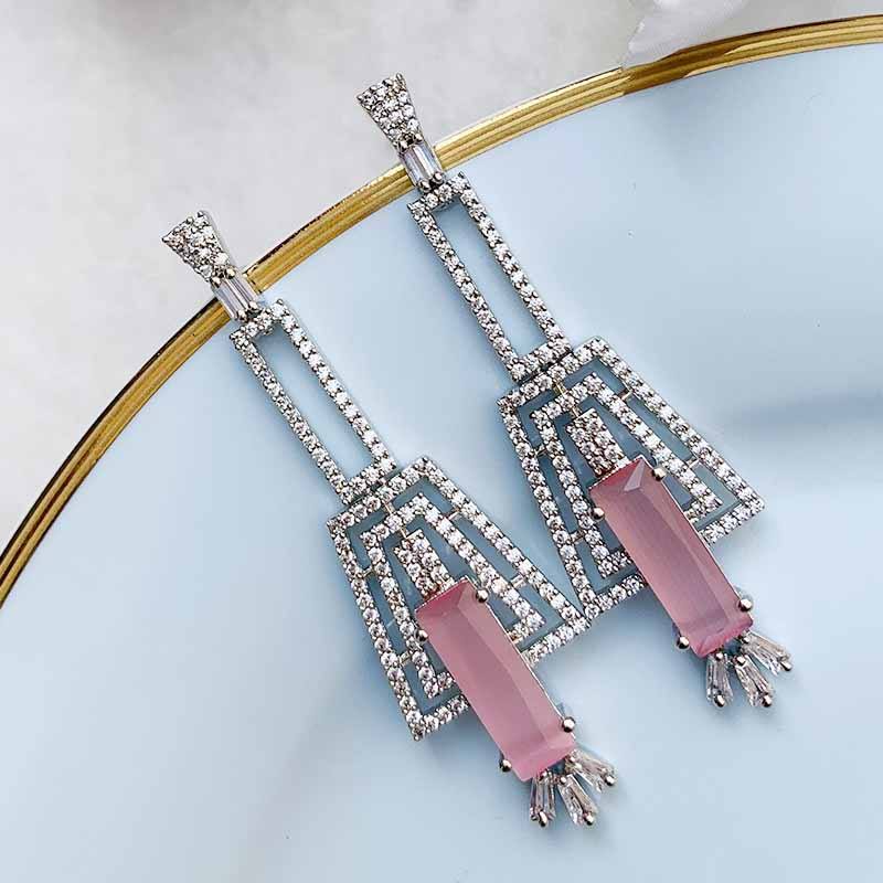 JULES EARRINGS SILVER BABY PINK - A GOLD STORY