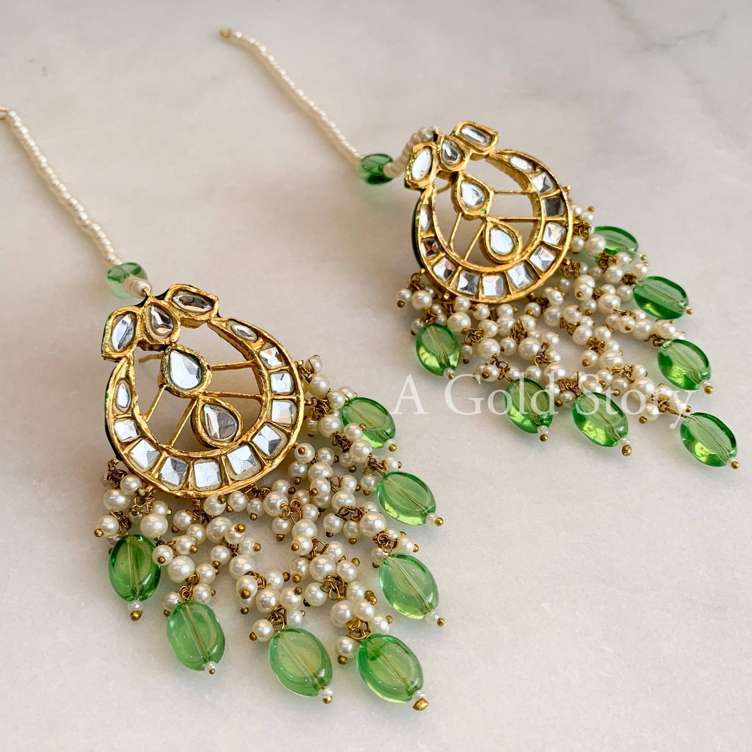 MAHIMA KUDAN EARRINGS MINT GREEN - A GOLD STORY