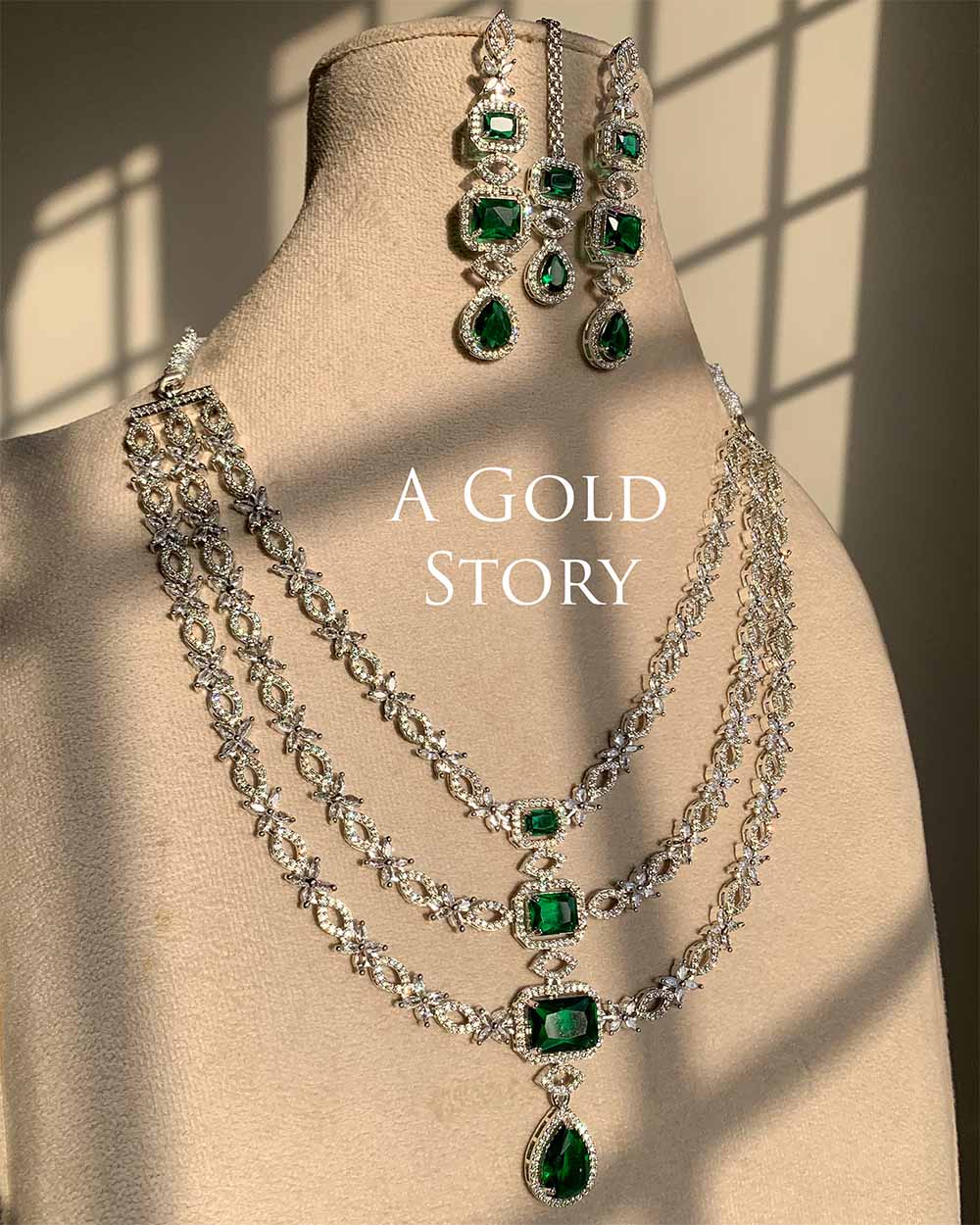 NAMAR BRIDAL NECKLACE SET EMERALD GREEN