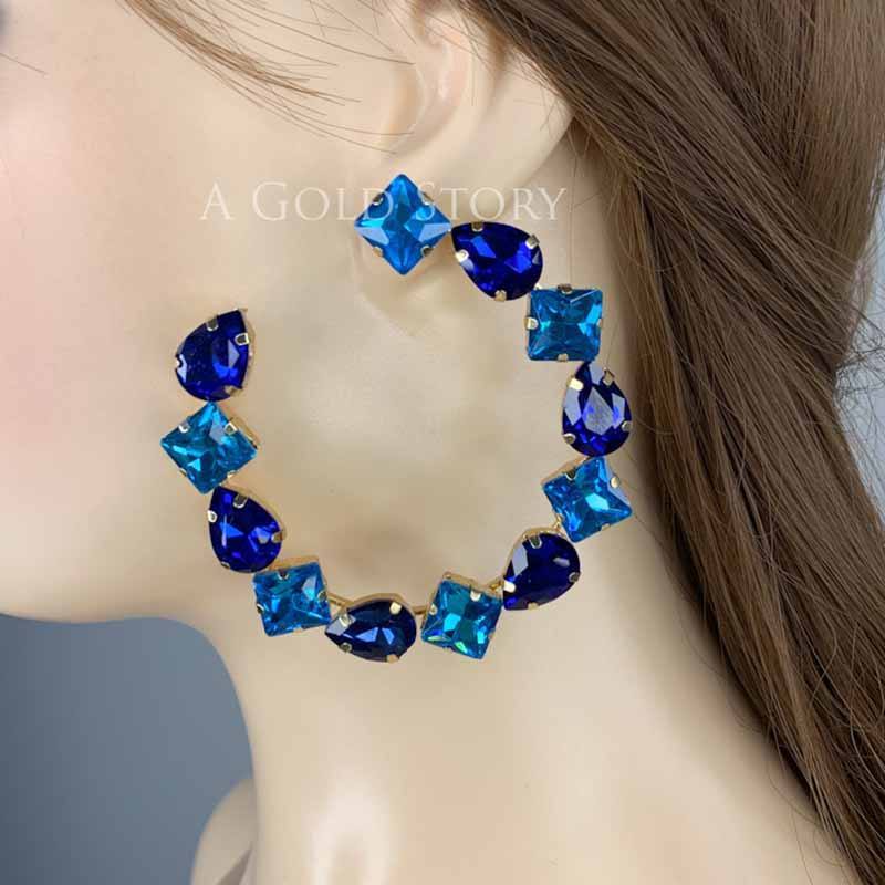 FABEEHA EARRINGS BLUE - A GOLD STORY