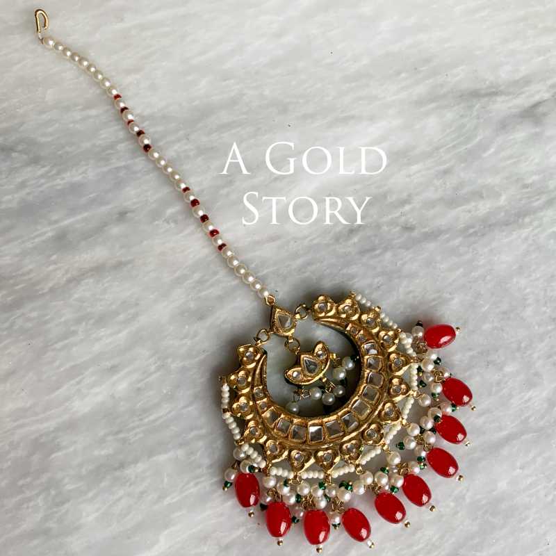 RUPA EARRINGS AND TIKKA RED