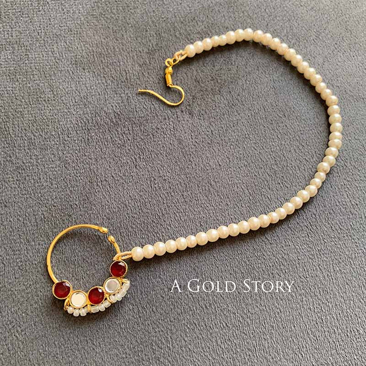 MASOOMA KUNDAN NOSERING RED AND WHITE