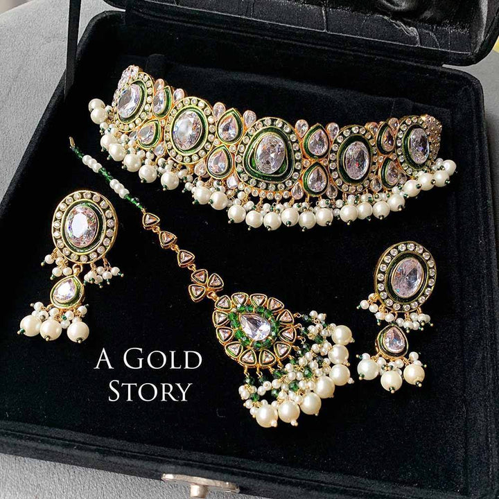 ANGNA BRIDAL SET EMERALD GREEN