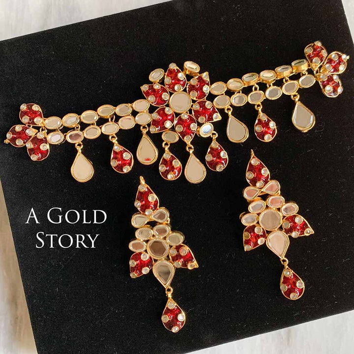 ANEESA CHOKER SET RED/ MAROON