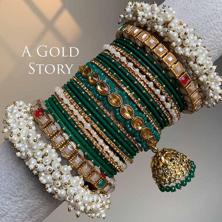ANABIA BRIDAL BANGLES SET EMERALD GREEN