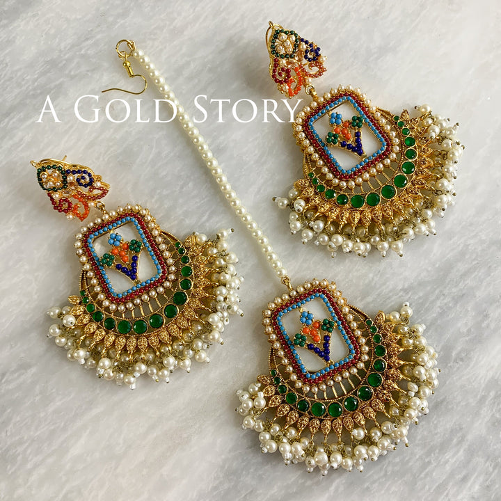 FRIDA WHITE EARRINGS AND TIKKA