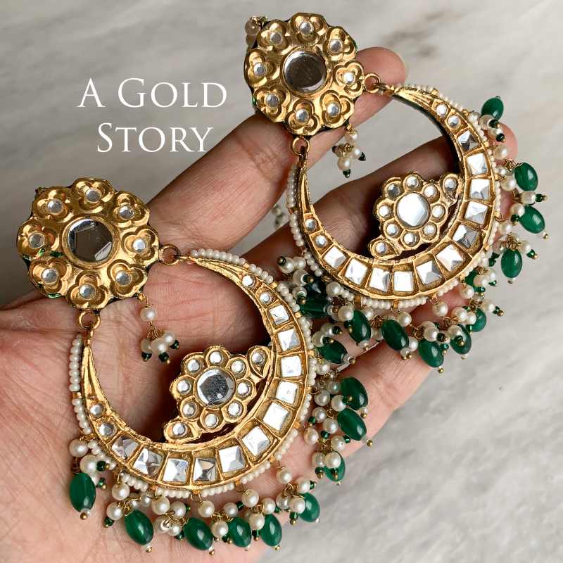 RUPA EARRINGS AND TIKKA GREEN