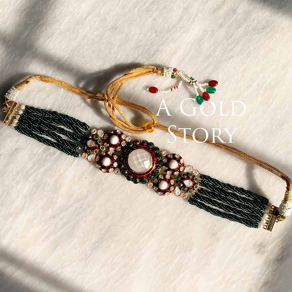 AADIMU CHOKER SET EMERALD GREEN