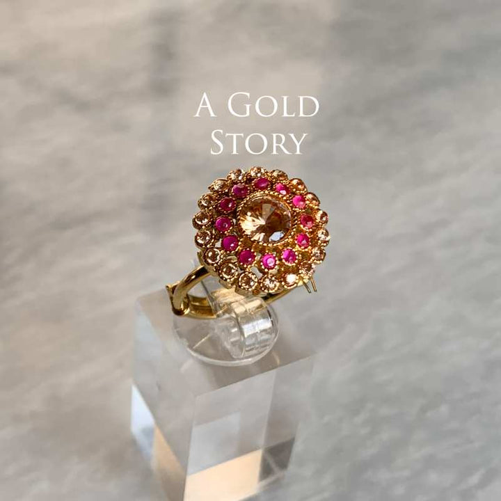 ALHINA PENDANT SET CHAMPAGNE & RUBY
