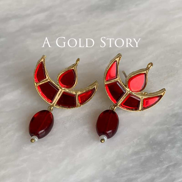 MERA CHAND EARRINGS RED/ MAROON