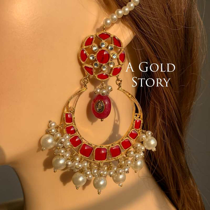 RANG MAHAL KUNDAN EARRINGS RED
