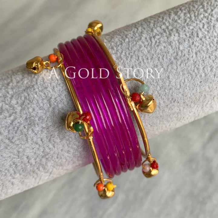 ALEENA BANGLES SET HOT PINK