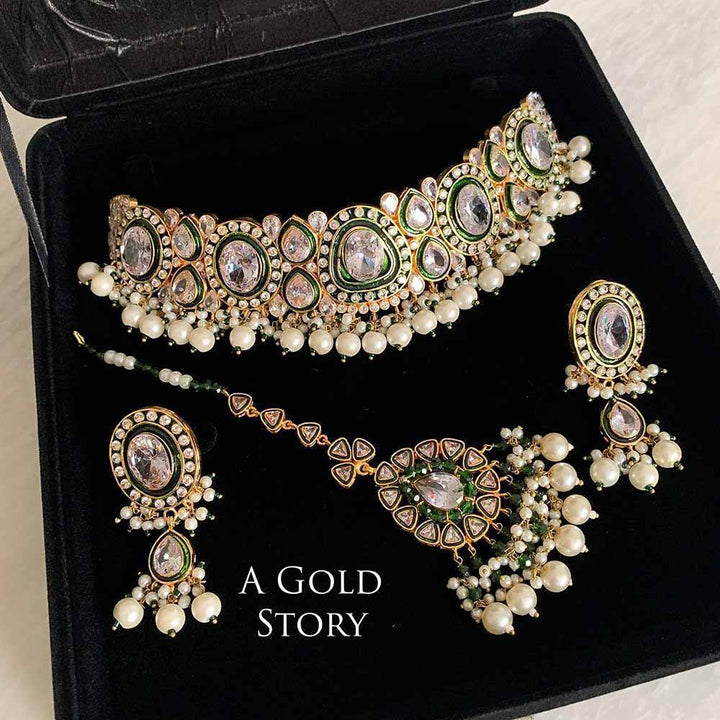 ANGNA BRIDAL SET EMERALD GREEN