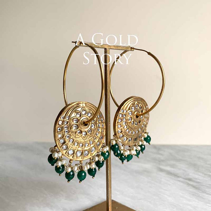 DINARAH KUNDAN EARRINGS EMERALD GREEN