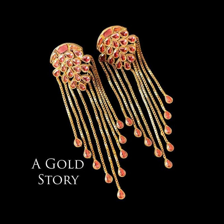 KUNDAN SHOWER EARRINGS PINK