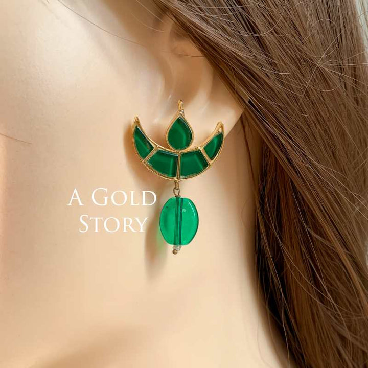 MERA CHAND EARRINGS EMERALD GREEN