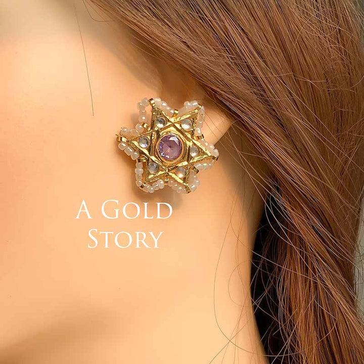 STAR KUNDAN STUDS LILAC