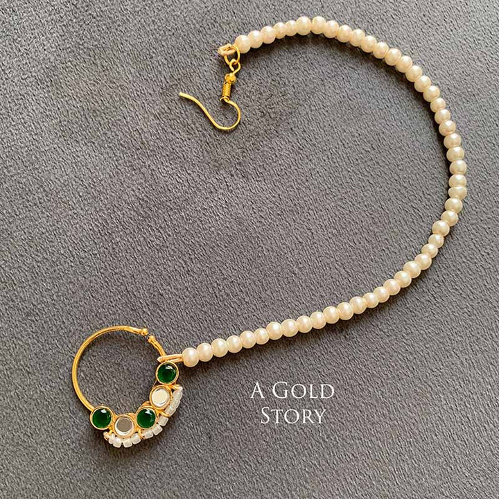 MASOOMA KUNDAN NOSERING GREEN AND WHITE