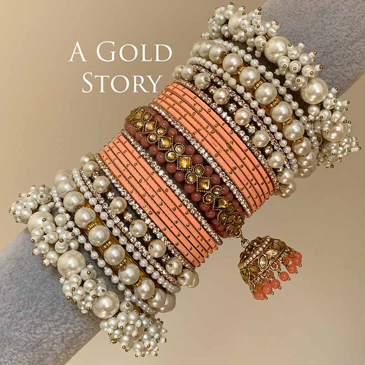 AFAANAA BRIDAL BANGLES SET PEACH