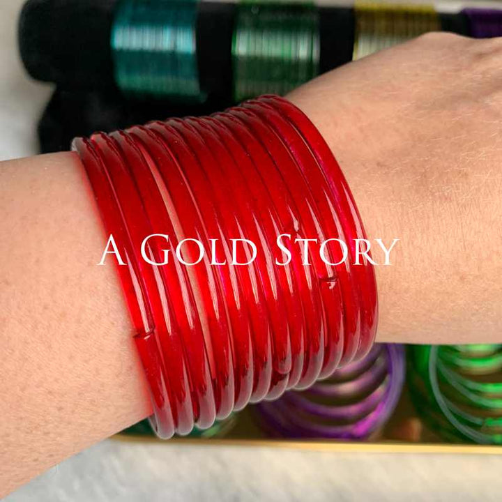 AIZA JELLY GLASS BANGLES RED