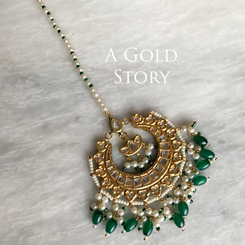 RUPA EARRINGS AND TIKKA GREEN
