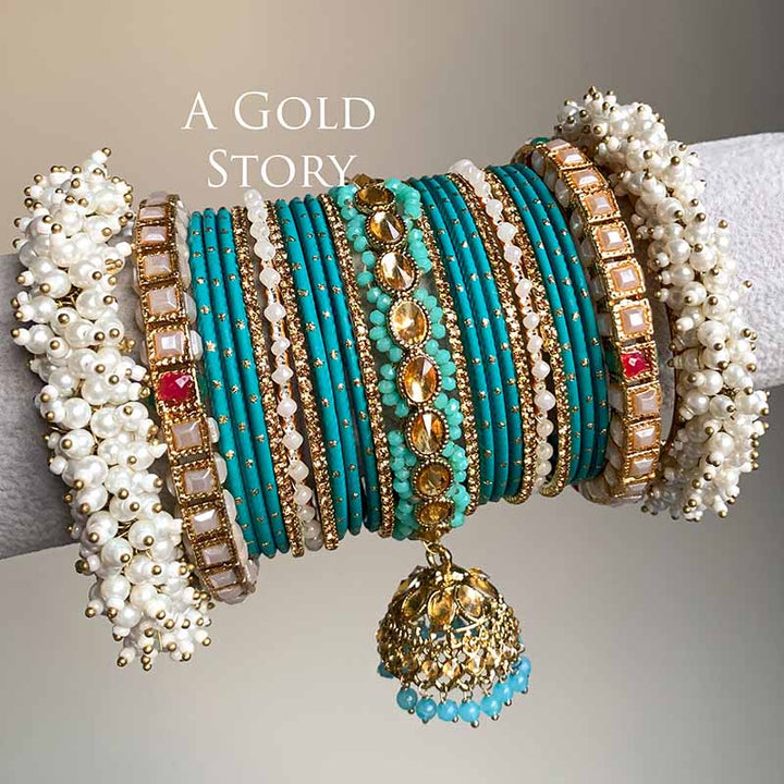 ANABIA BRIDAL BANGLES SET TEAL/ ZINC