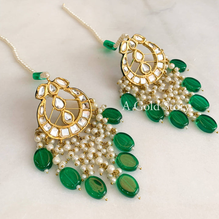 MAHIMA KUDAN EARRINGS BOTTLE GREEN - A GOLD STORY