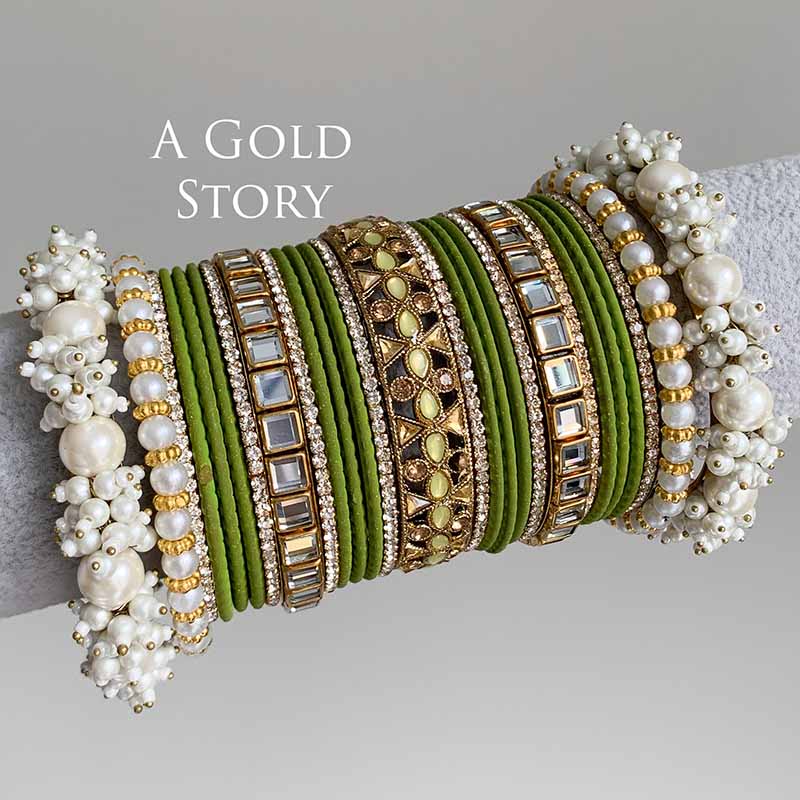 HADIYA BRIDAL BANGLES SET OLIVE GREEN