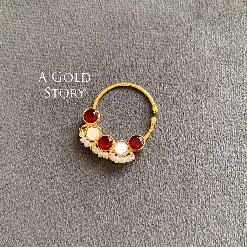 MASOOMA KUNDAN NOSERING RED AND WHITE