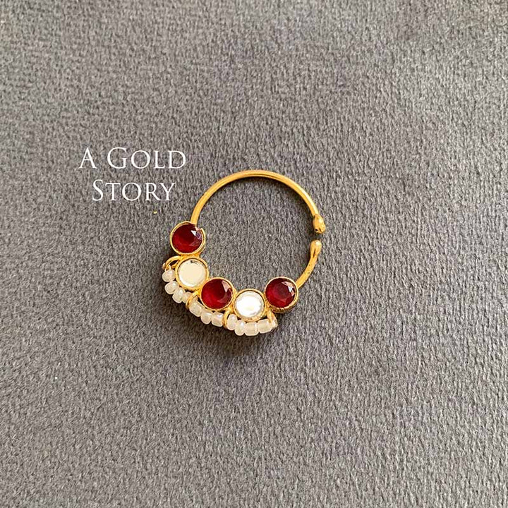 MASOOMA KUNDAN NOSERING RED AND WHITE