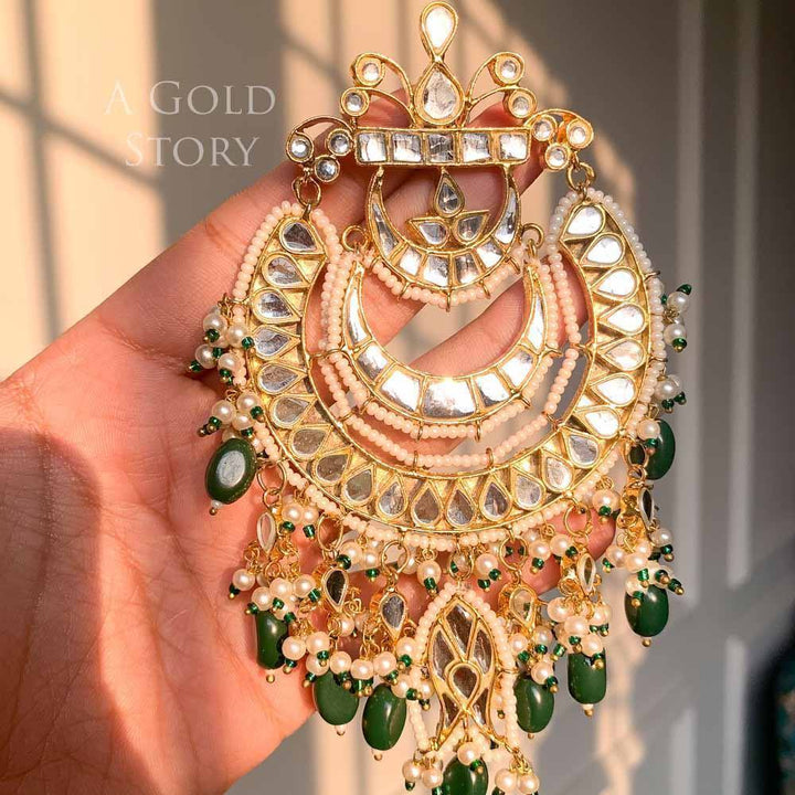 MEESHA KUNDAN EARRINGS AND TIKKA