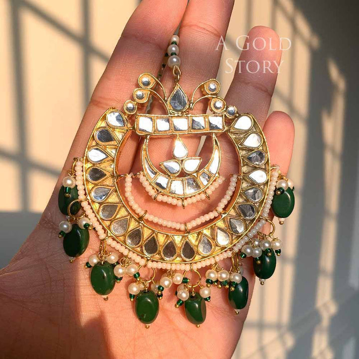MEESHA KUNDAN EARRINGS AND TIKKA