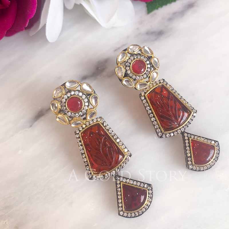 FAREDEN EARRINGS RED/ MAROON - A GOLD STORY