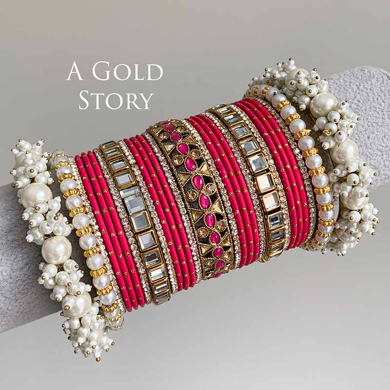 HADIYA BRIDAL BANGLES SET SHOCKING PINK