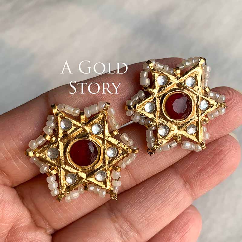 STAR KUNDAN STUDS RED/ MAROON