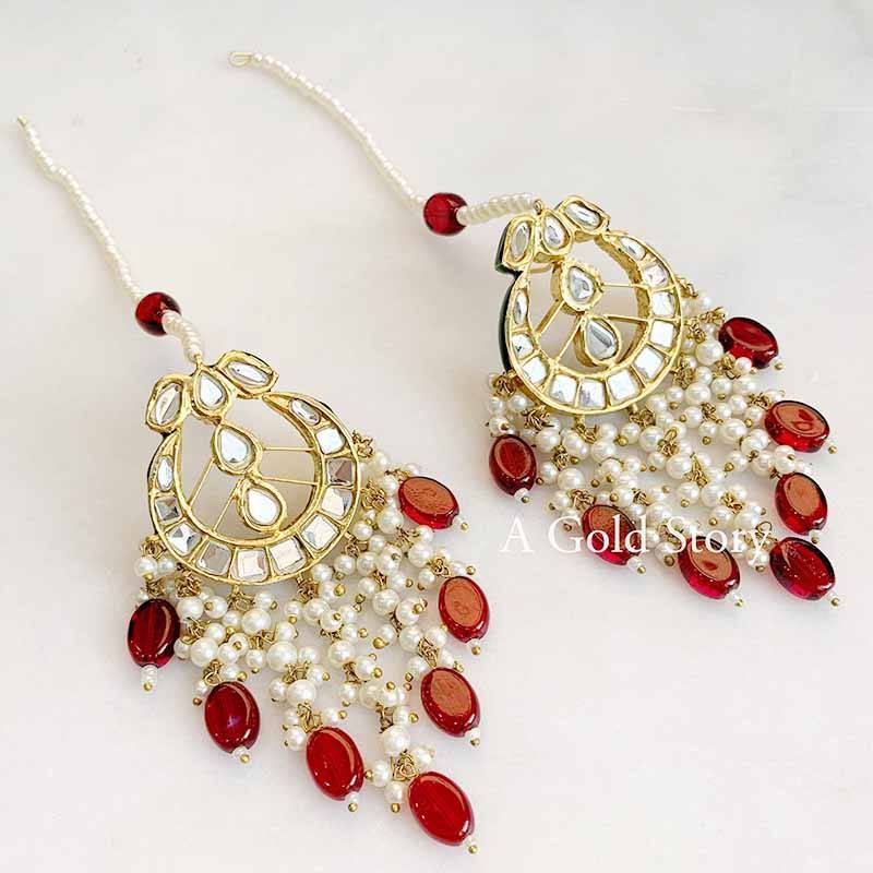 MAHIMA KUDAN EARRINGS RED - A GOLD STORY