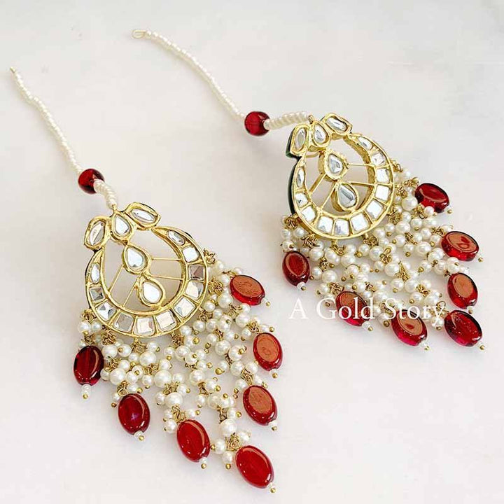 MAHIMA KUDAN EARRINGS RED - A GOLD STORY