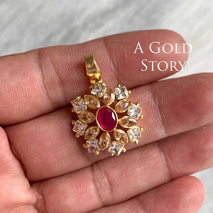 AJRADA PENDANT AND RING SET MAGENTA