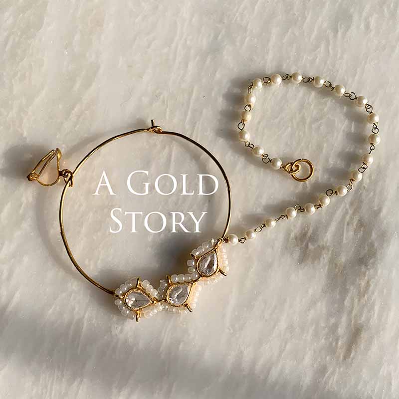 INAYA KUNDAN ZIRCON NOSERING PEARL