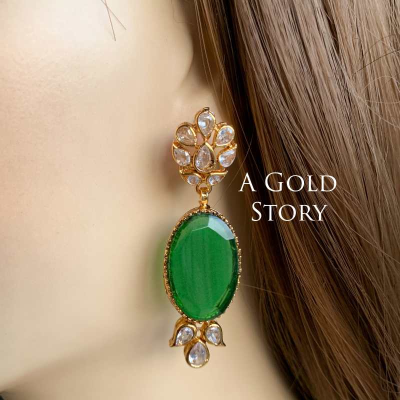 ABRISHAM EARRINGS EMERALD GREEN