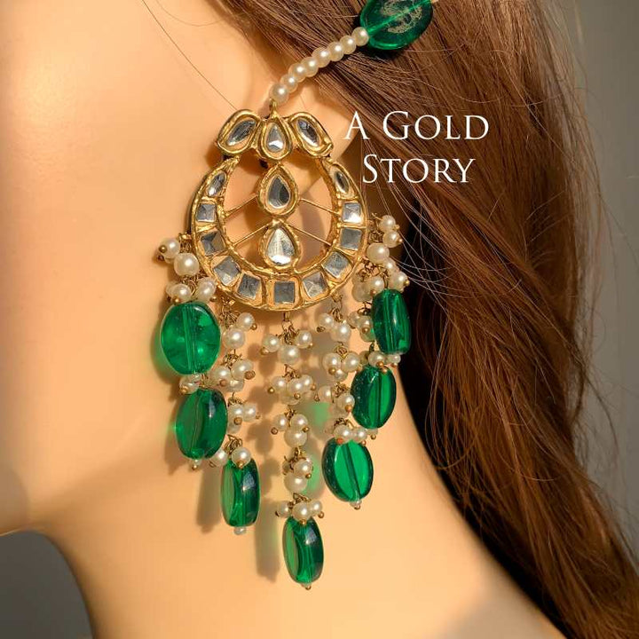 MAHIMA KUDAN EARRINGS BOTTLE GREEN