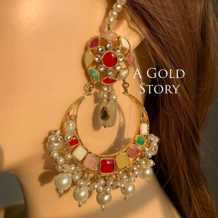 RANG MAHAL KUNDAN EARRINGS MULTICOLOR