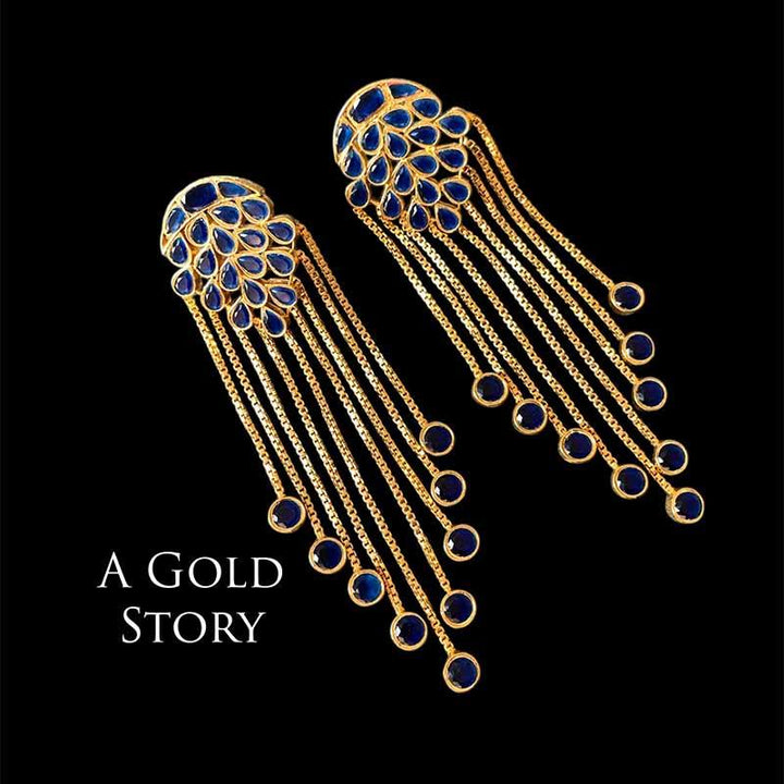 KUNDAN SHOWER EARRINGS BLUE