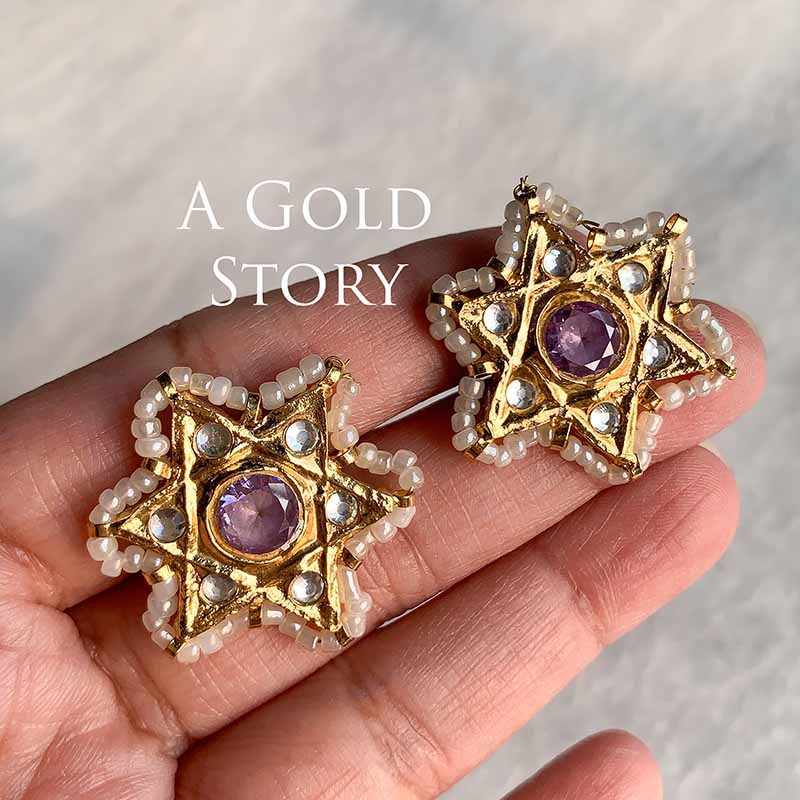 STAR KUNDAN STUDS LILAC