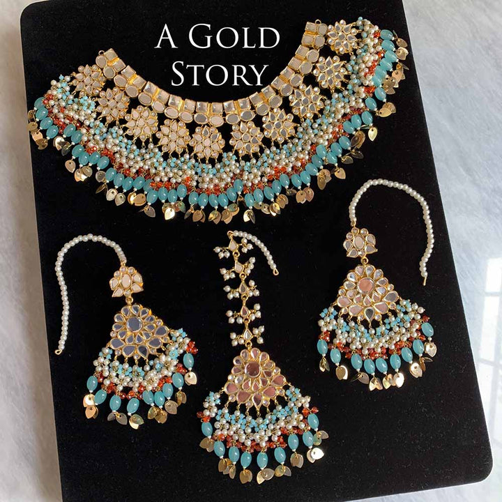 GAUHAR KUNDAN BRIDAL SET MINT GREEN