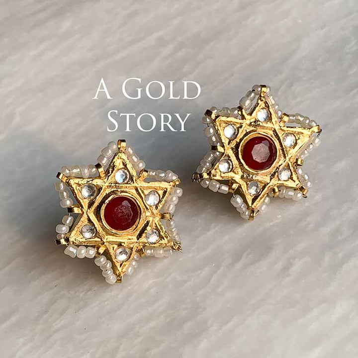 STAR KUNDAN STUDS RED/ MAROON
