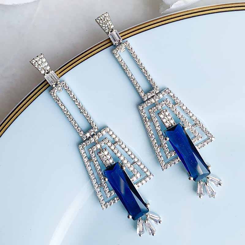JULES EARRINGS SILVER BLUE - A GOLD STORY