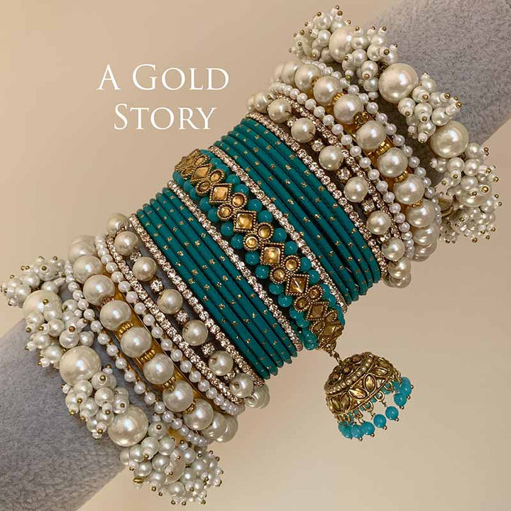 AFAANAA BRIDAL BANGLES SET TEAL/ ZINC